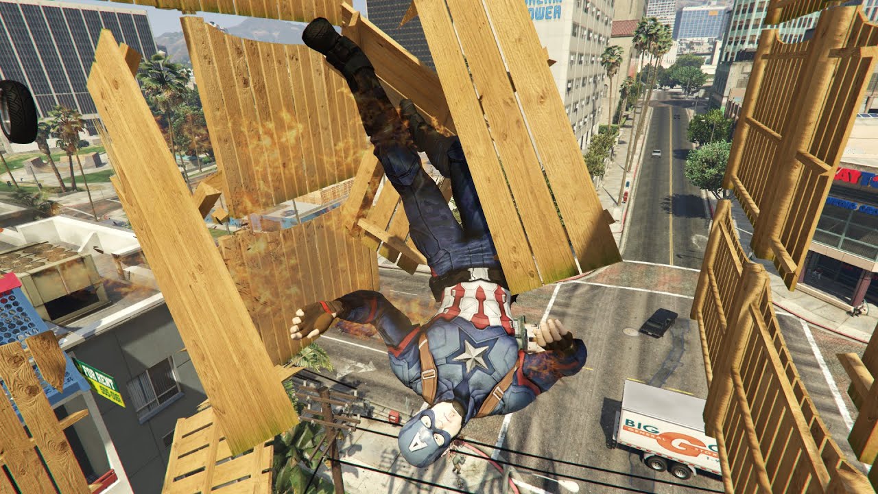 GTA 5 Stunning Ragdolls #31 (Captain América - Fire And Tables Fails)