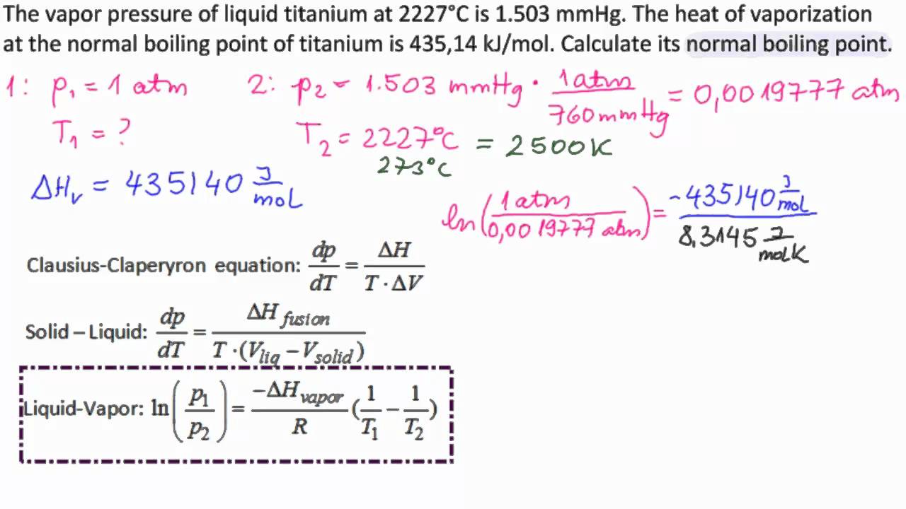 Calculate Boiling Point of Titanium at Different Pressure