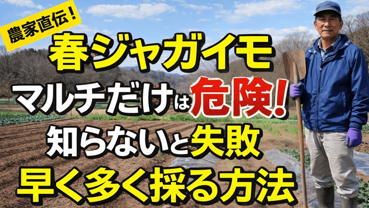 【99％の家庭菜園が知らない】春ジャガイモが2週間早く採れる！プロも驚く逆さ植え＋黒マルチの裏ワザとは？【家庭菜園・無農薬・防寒】
