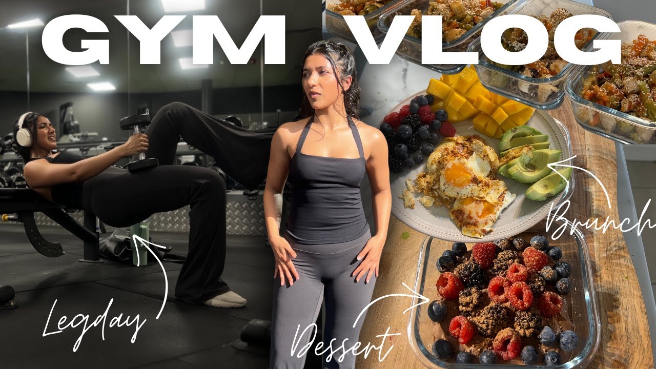 What I Eat & Train in a Day | Leg Day + Brunch + Dessert