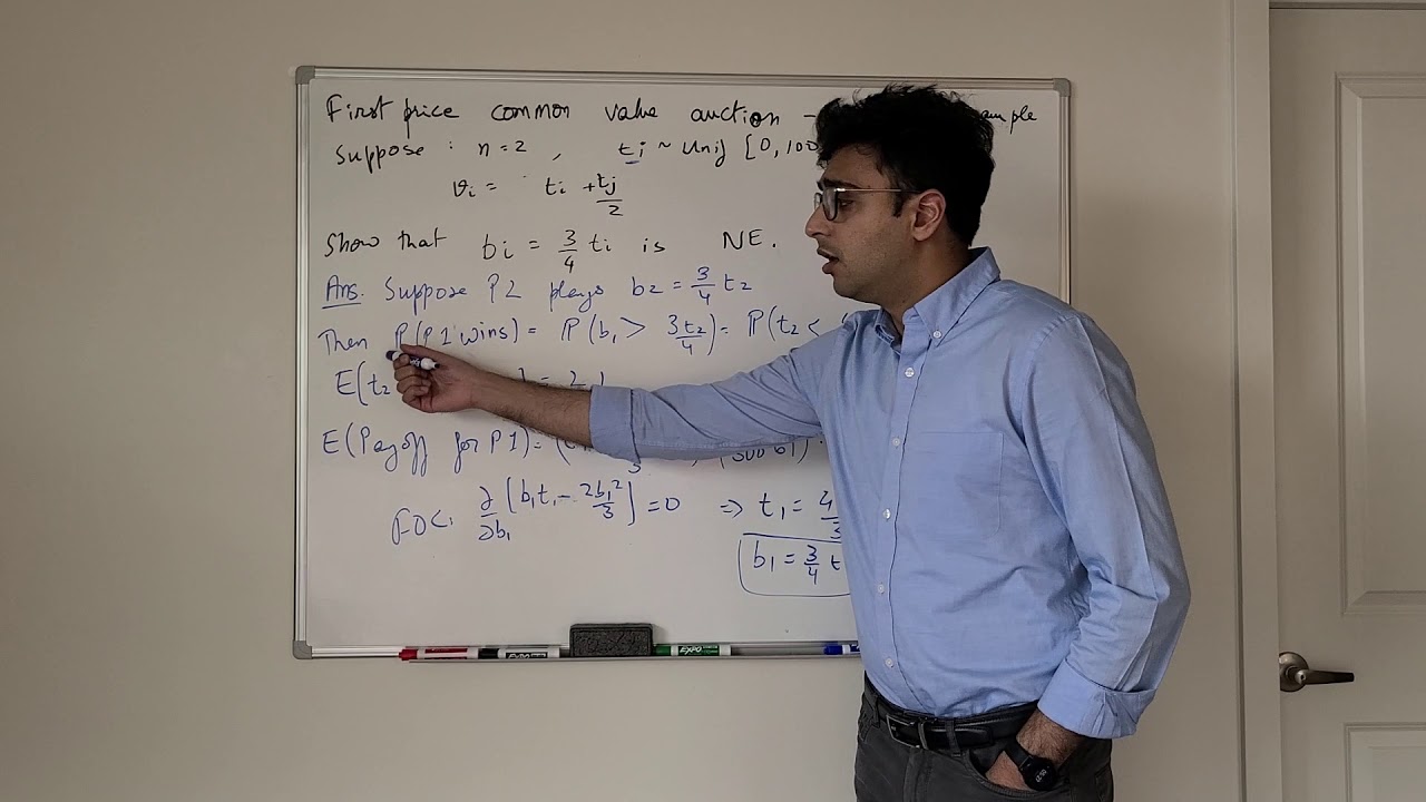 Bayesian games - First price common value auctions - numerical example