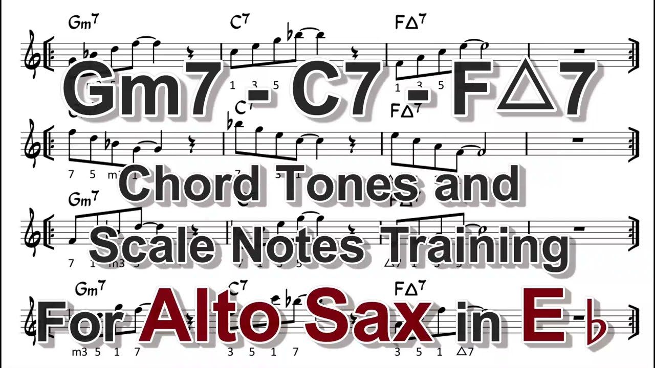 [ Gm7 - C7 - F△7 ] Chord Tones and Scale Notes Training for Alto Sax in Eb
