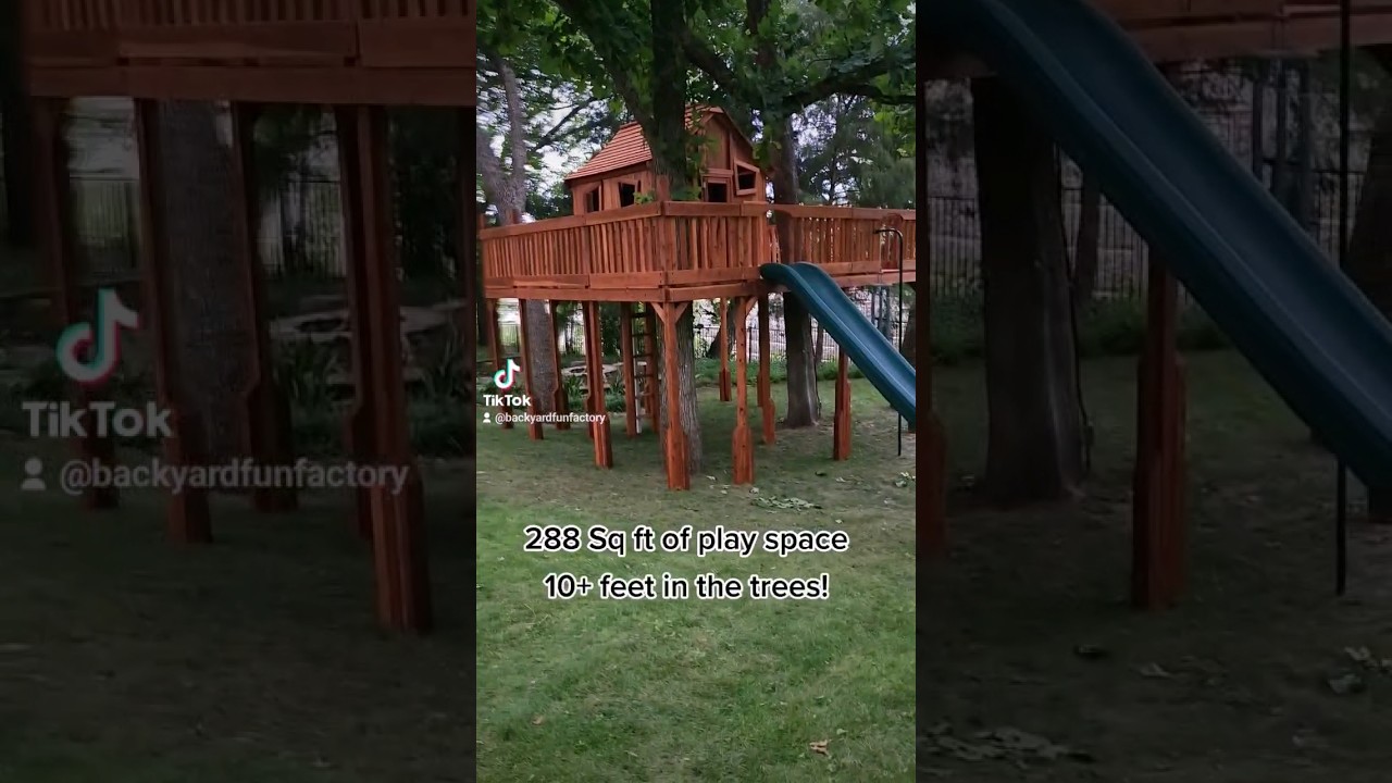 Massive Playhouse in the Trees!🌲🏠 #playhouse #backyard #swingset #treehouse #kids #parentingtips