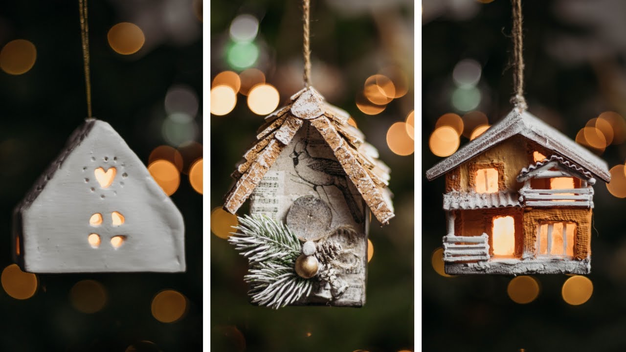 DIY | Елочные игрушки своими руками | НОВОГОДНИЕ ДОМИКИ 🏠