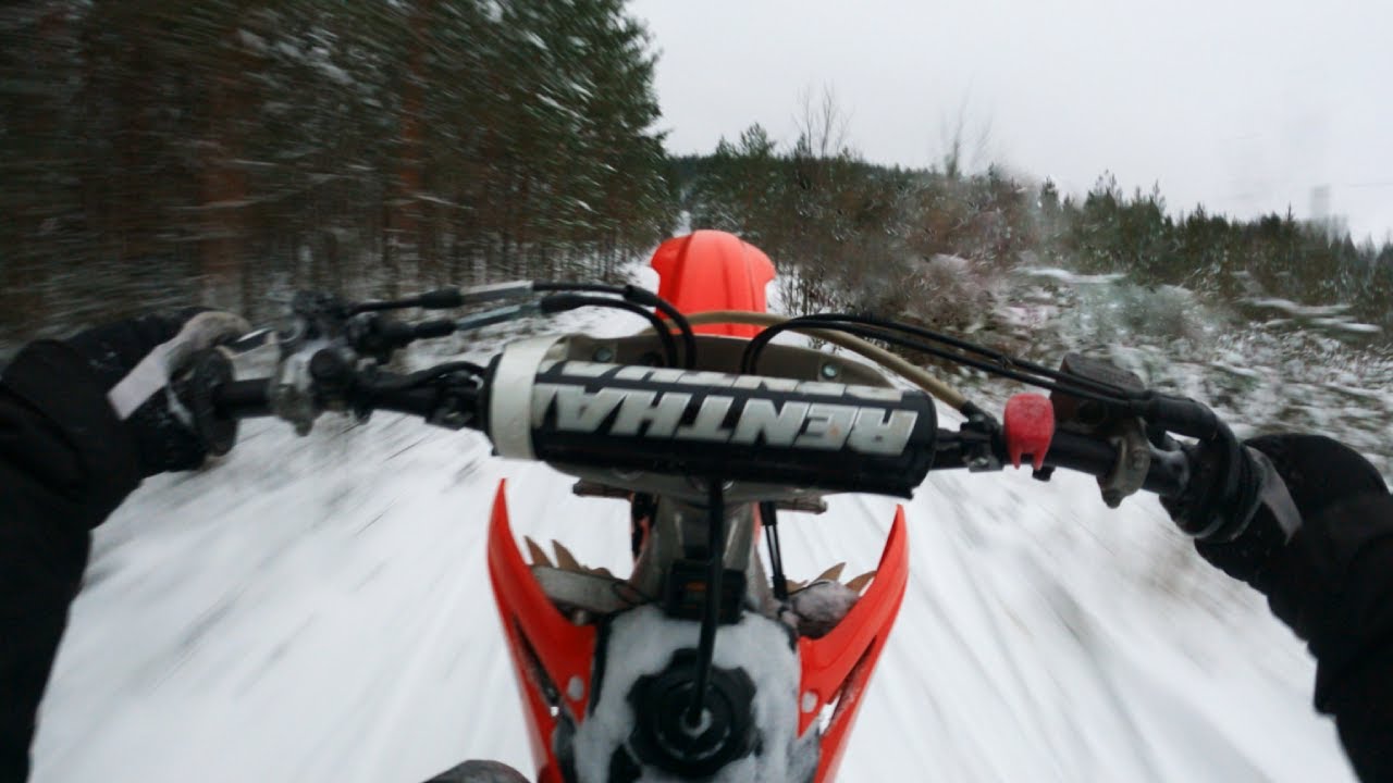 First Snow Test Ride - Honda crf 250r