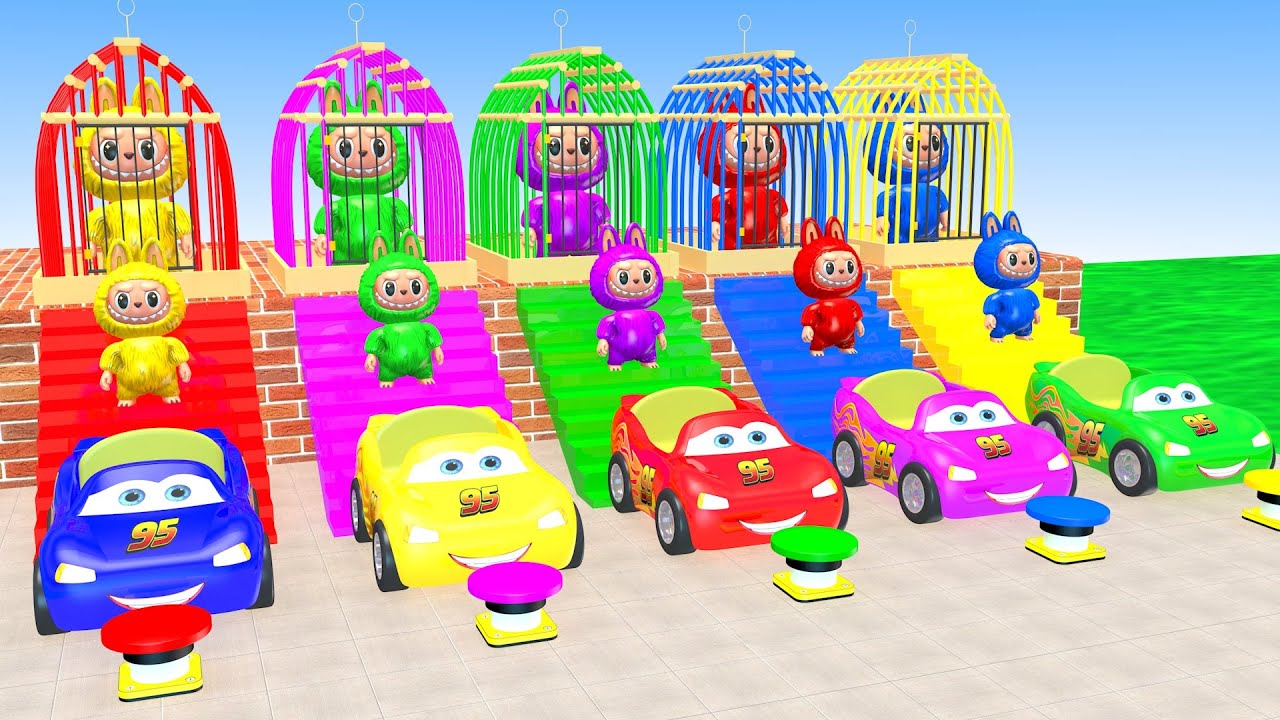 Long Slide Game With Cow Elephant Gorilla Hippopotamus Tiger - 3d Animal Game - Funny 3d Animals