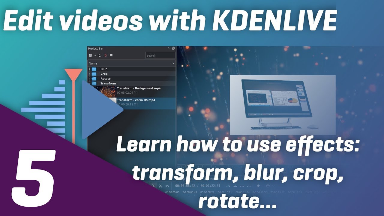 How to use Kdenlive's effects: transform, blur, crop, rotate...