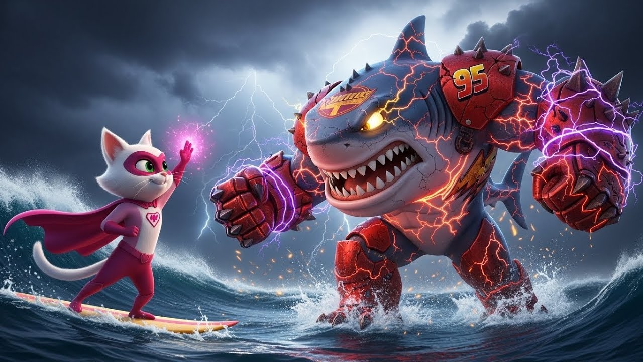 🐱🦈 Cat Kitia Pink vs Mega Shark Monster – Survival in the Storm | AI Cat Story (EP29)