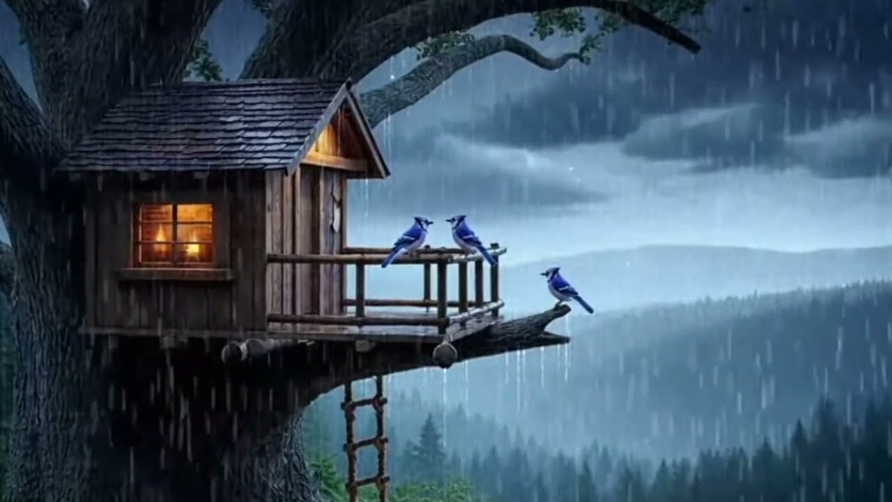 Cozy Rain Ambience, Bird House | Peaceful Piano Music for Sleep, Study, & Relaxation