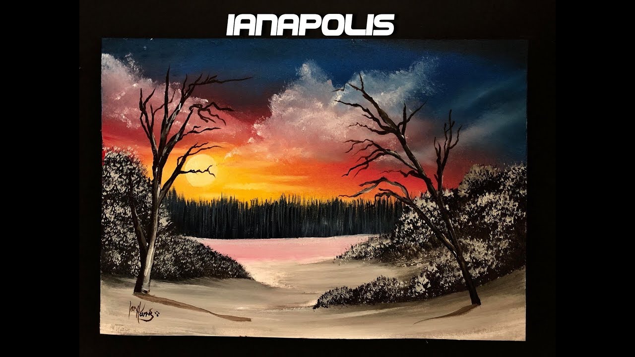 #244 How to paint a sunset snow scene