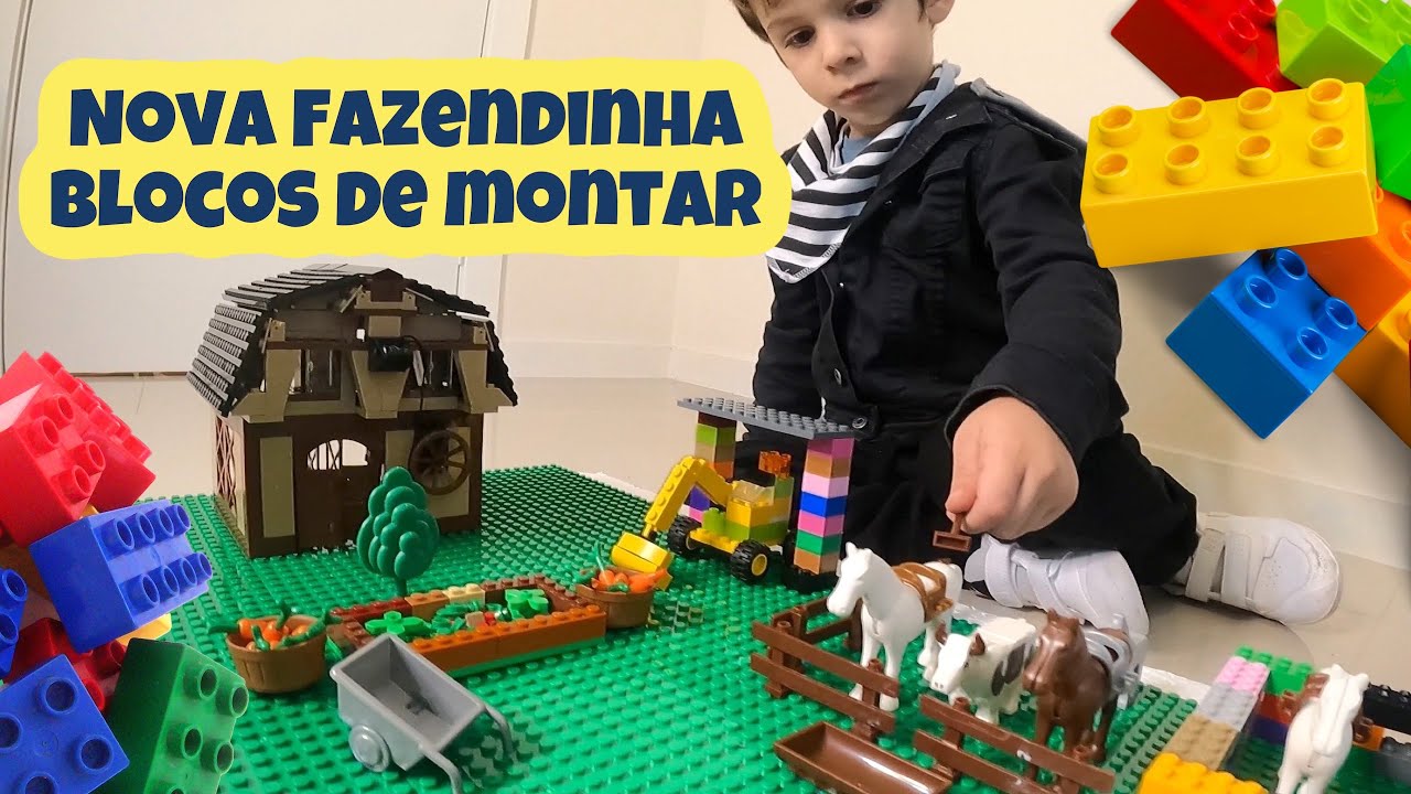 CONHE&Ccedil;A MINHA NOVA FAZENDINHA DE BRINQUEDO | fazenda de blocos de montar | cavalo trator lego boi