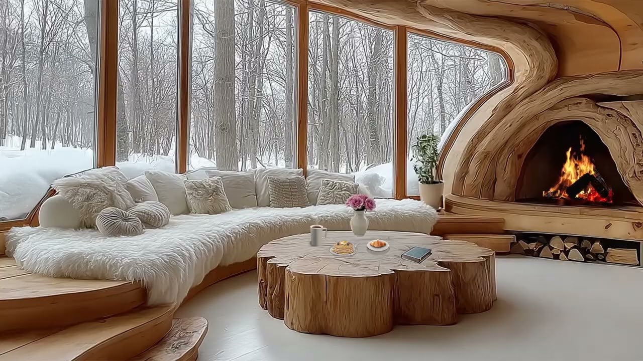 Relax in the log cabin, listen to jazz music and the sound of the fireplace ☕