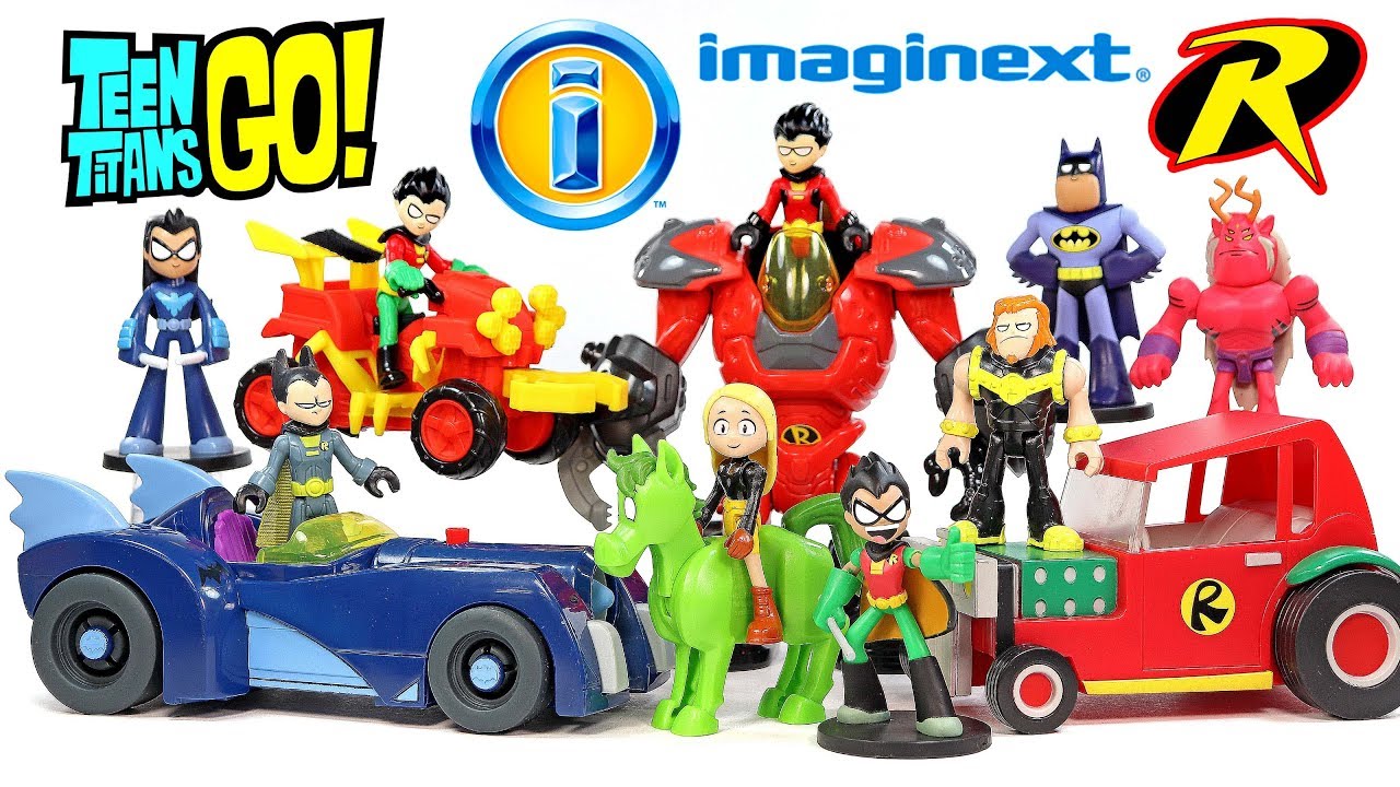 Imaginext Teen Titans Go! Robin & Batmobile T-Car ATV & Mechanical Suit Plus Terra & Beast Boy