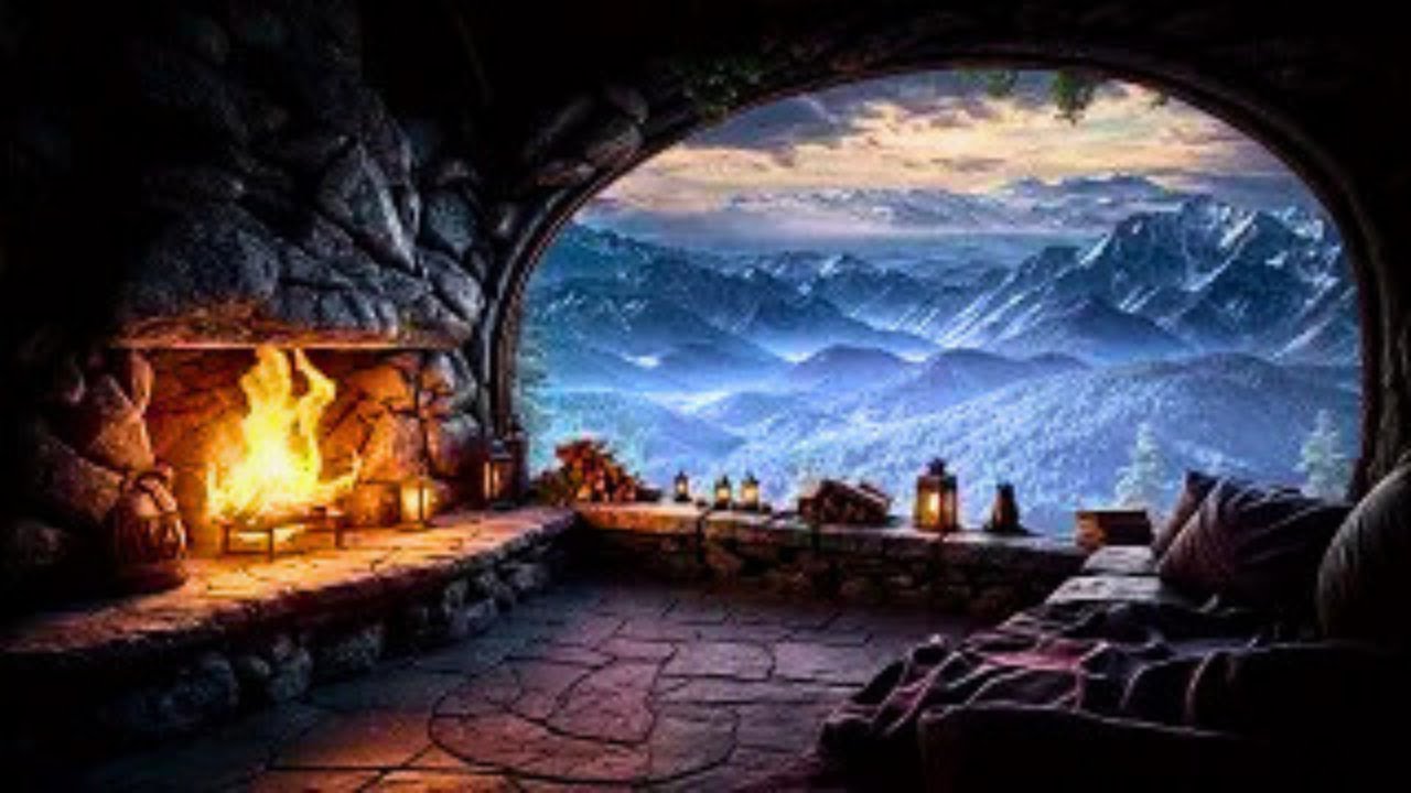 🌧 Warm Shelter: Rain Outside, Fire Inside🔥 | Cave Ambience for Sleep
