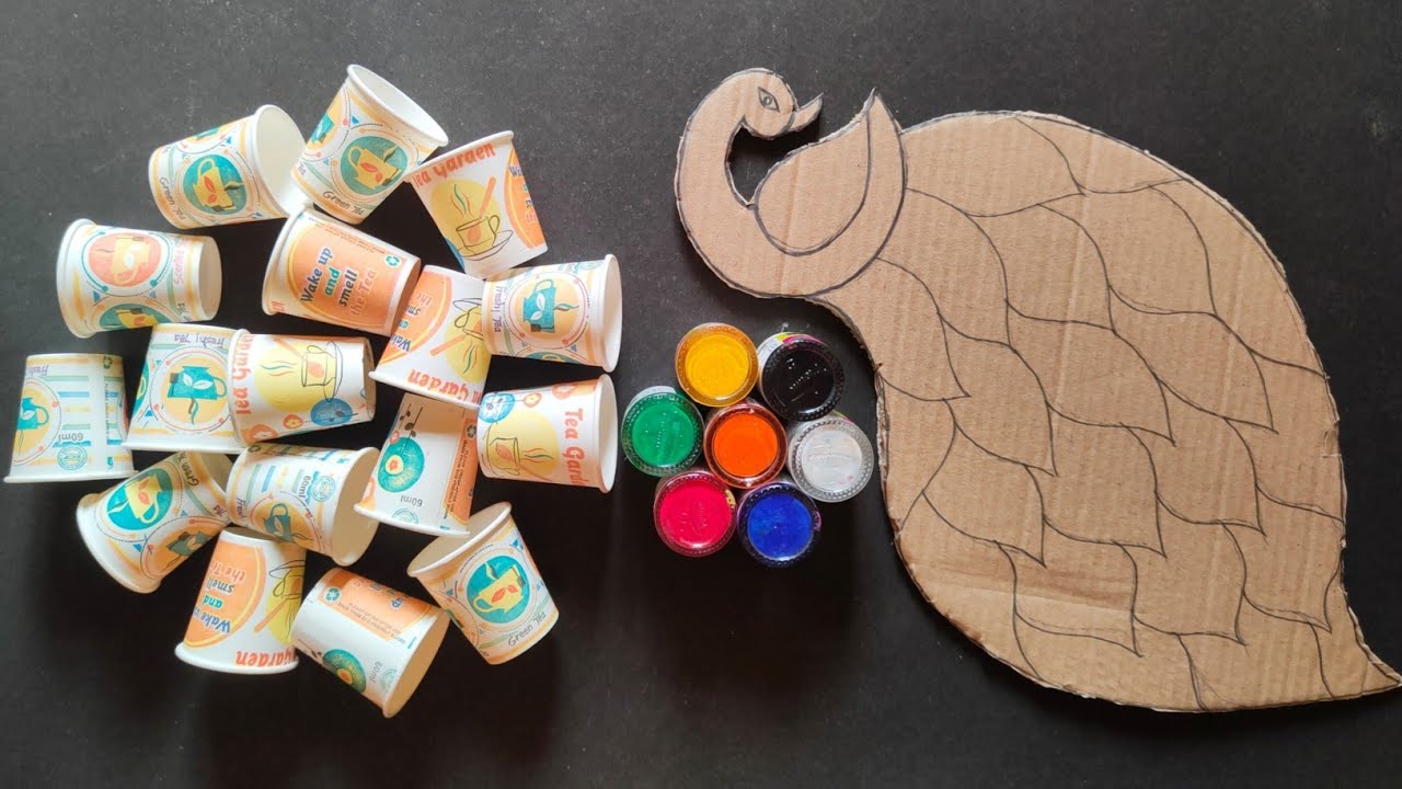 Easy Peacock Wall Hanging Craft idea | Best out of waste cardboard and Paper Cups | Home Decoration