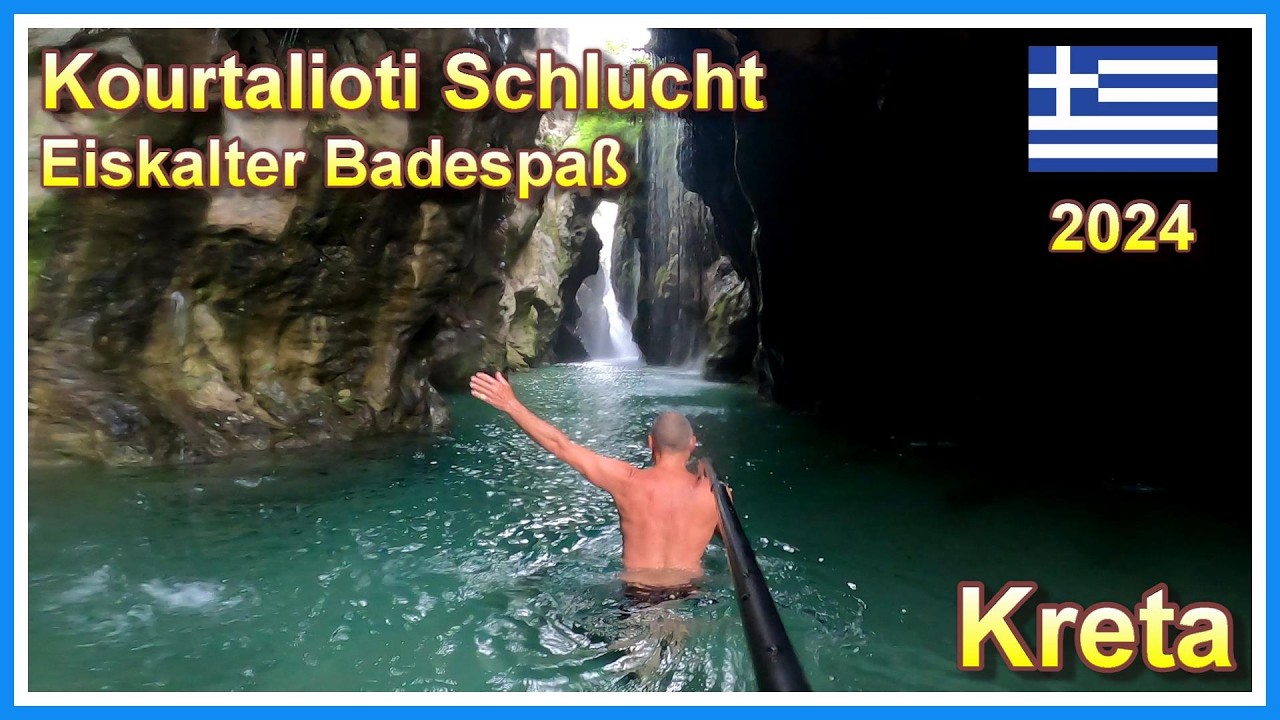 Kreta 2024 | Kourtalioti Schlucht | Badespaß im eiskalten Wasser | 4K |