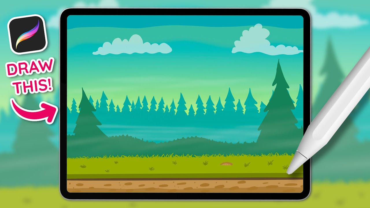 How To Draw Simple and Easy Forest Tutorial, step by step guide