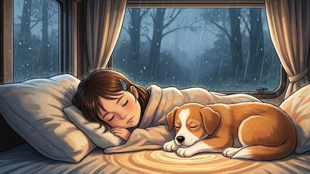 Cozy Rainy Forest Camping with My Dog 🌧️ Sleeping in my Camper Van 🚐 | Ghibli Inspired Animation 