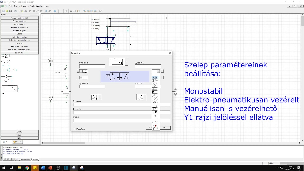 Direkt és indirekt elektropneumatikus vezérlés bemutatása szimulációval    2. lecke