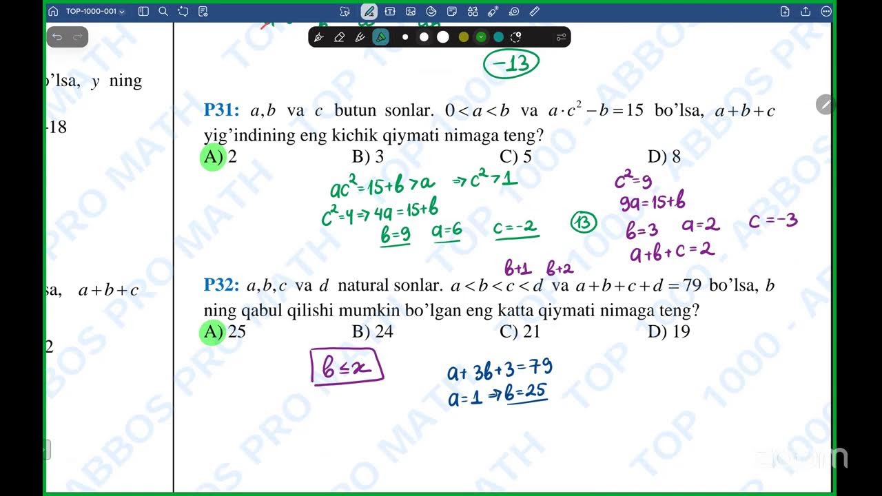 TOP 1000 ta masala 1-dars