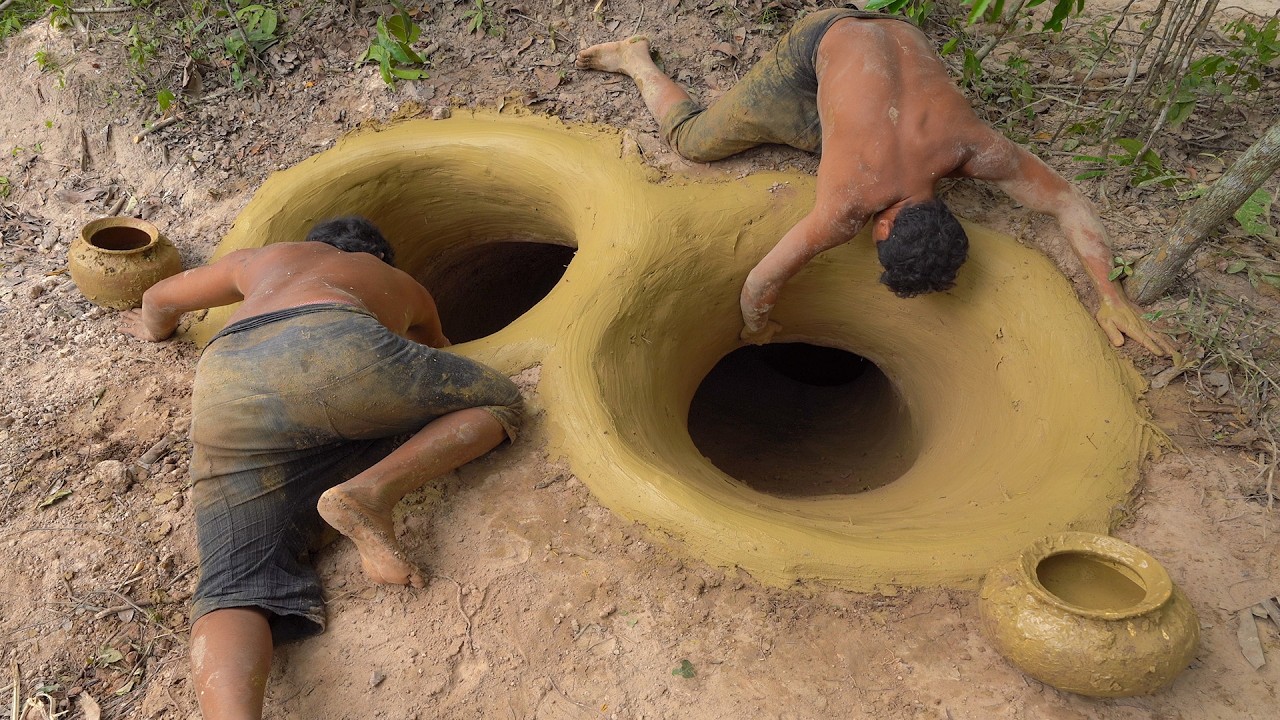 How Build Cave Secret Underground House with Private Swimming Pools
