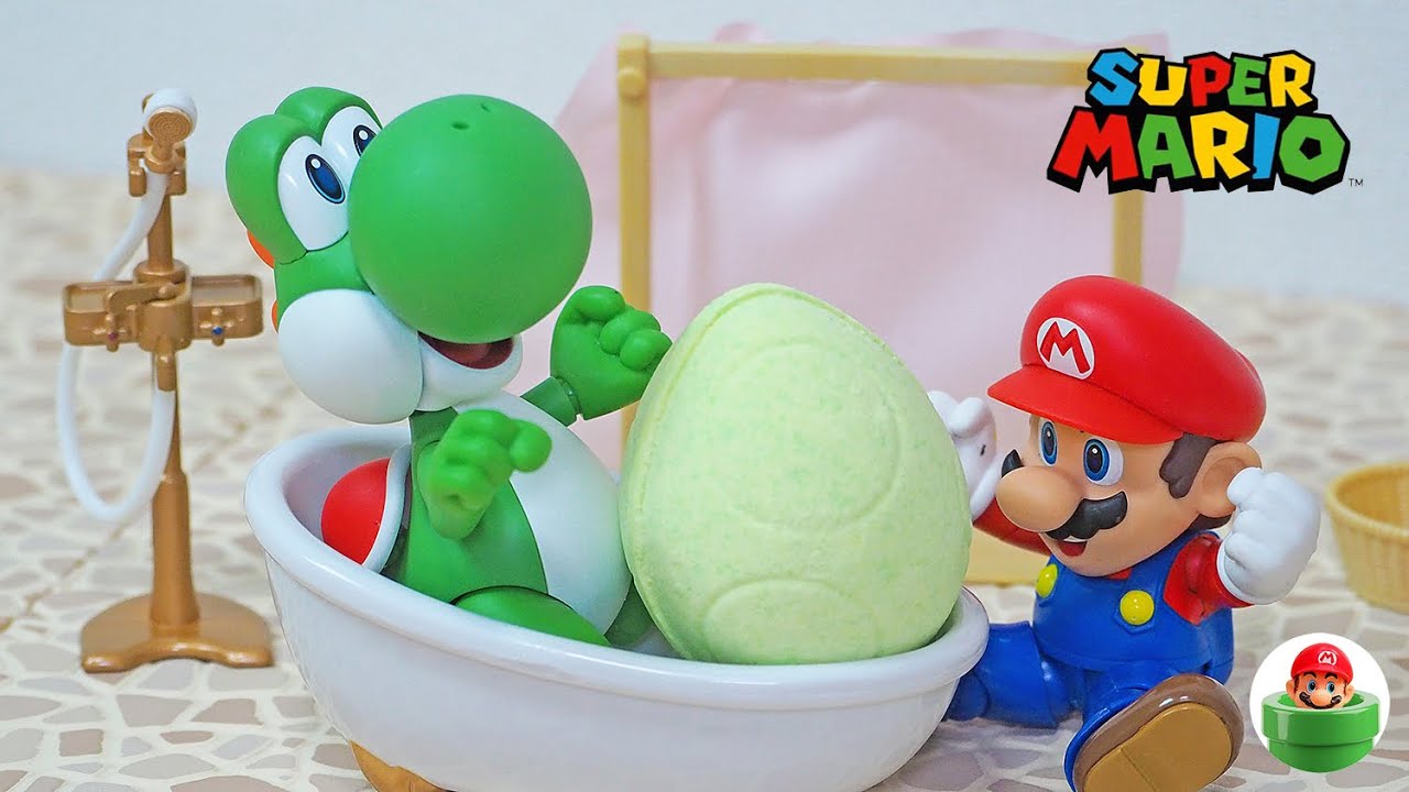 マリオのおもちゃ ヨッシーのタマゴがバスボールに変身！カラフルなマスコット登場！スーパーマリオのバスボール紹介 Yoshi's Bath Ball