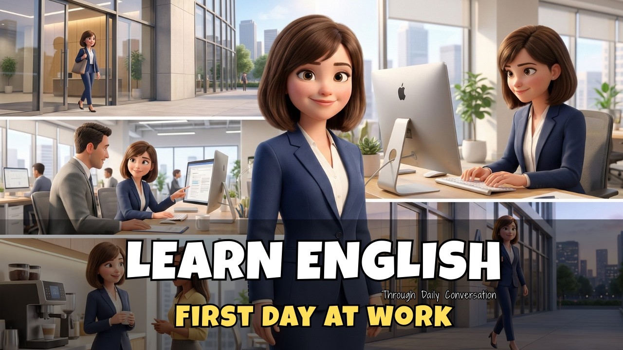 First Day At Work - Real Life Easy English Conversation Practice ( A1 - A2 )