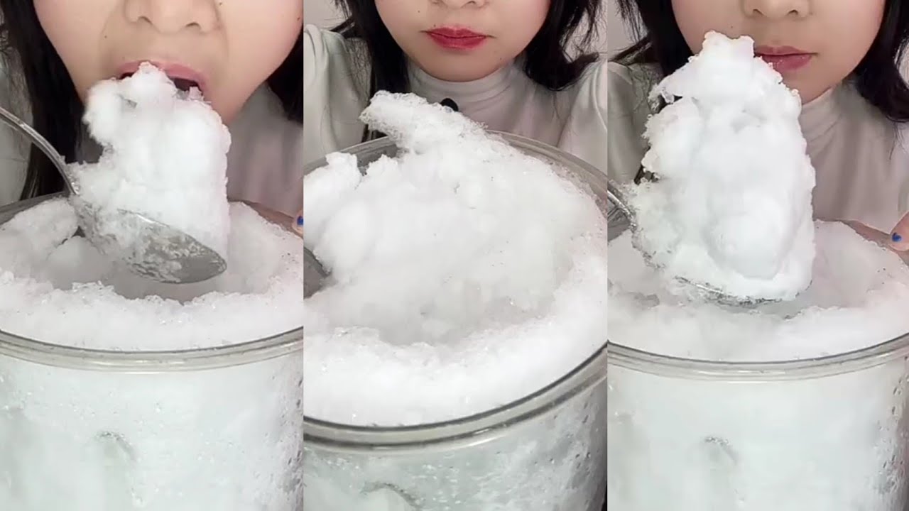 SHAVEDICE POWDERY SOFT ICE BITES 🧊 ASMR SQUEAKY CRUNCHY CRISPY ICE 🥶 ICE EATING VIDEO🧊
