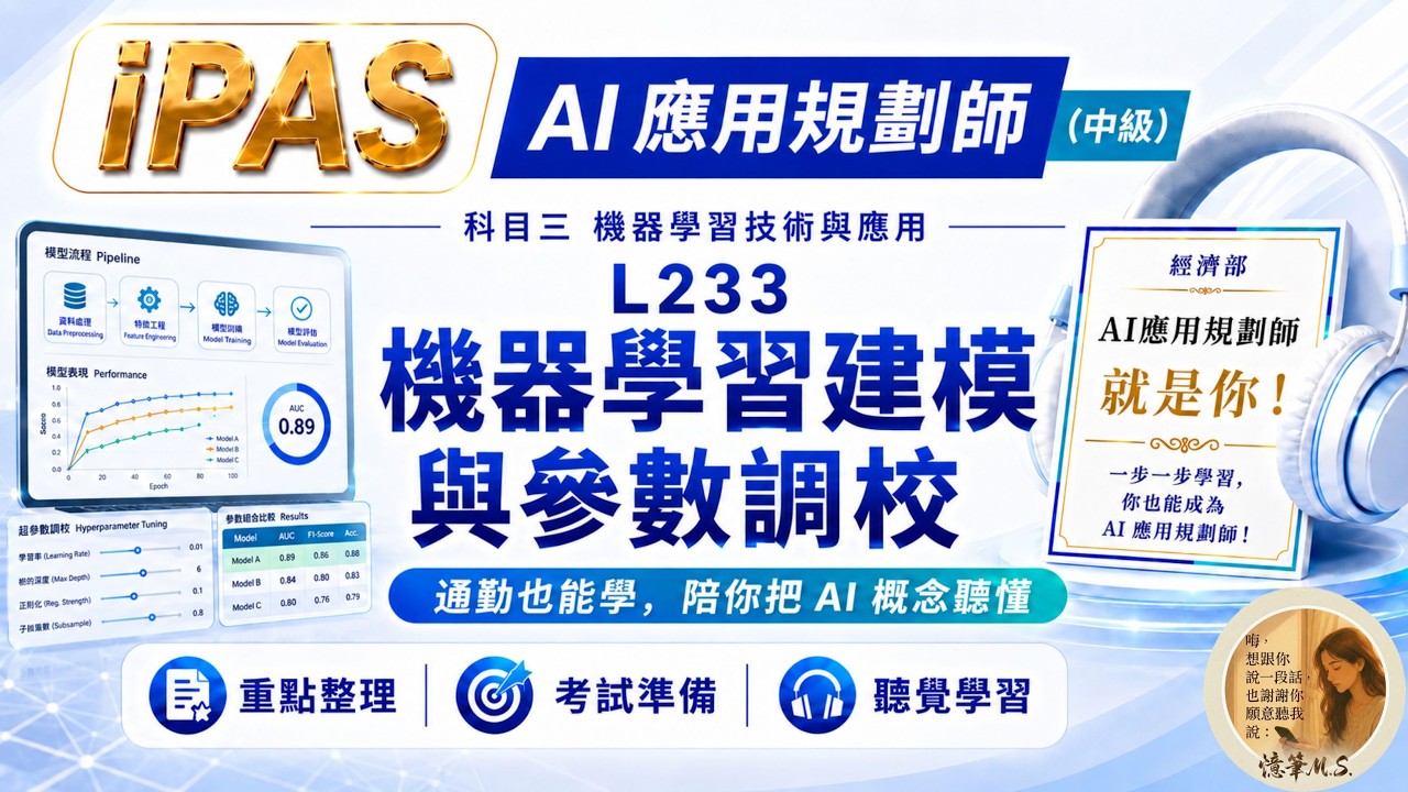 AI應用規劃師(中級) 科目三 L233 機器學習建模與參數調校新