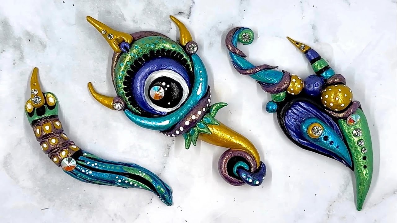 POLYMER CLAY SPONTANEOUS FREEFORM TUTORIAL: 3 BIZARRE CREATURES FROM THE DEEP...