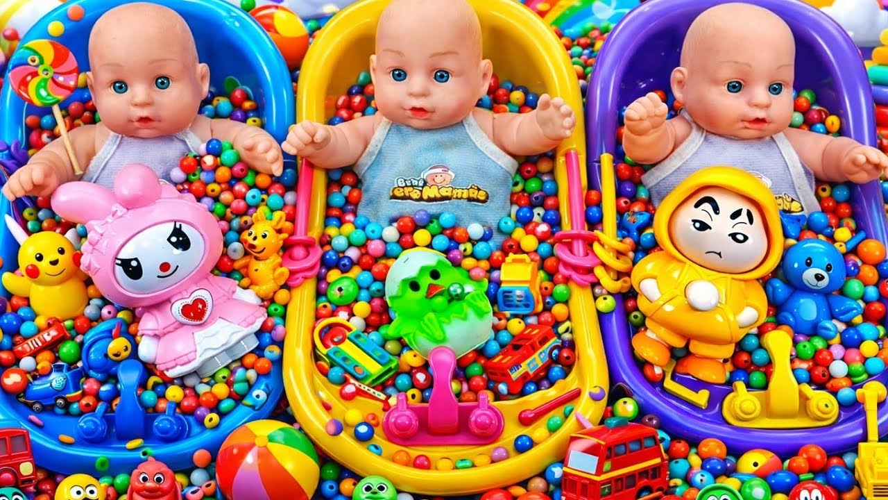 Full of 3 Rainbow BathTubs Candy with M&M's & Magic Slime Cutting Video