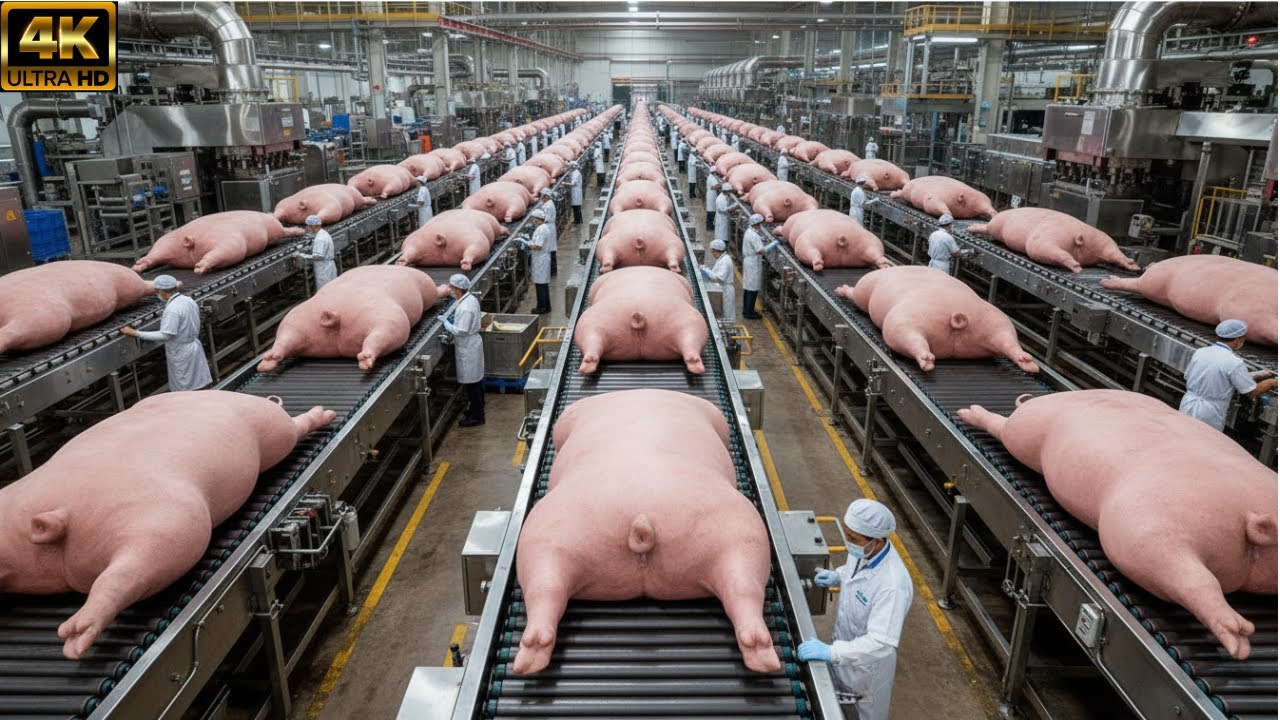🏗️🥩 Inside a Large-Scale Pork Sausage Factory | Start to Finish 🐖🐖🐖