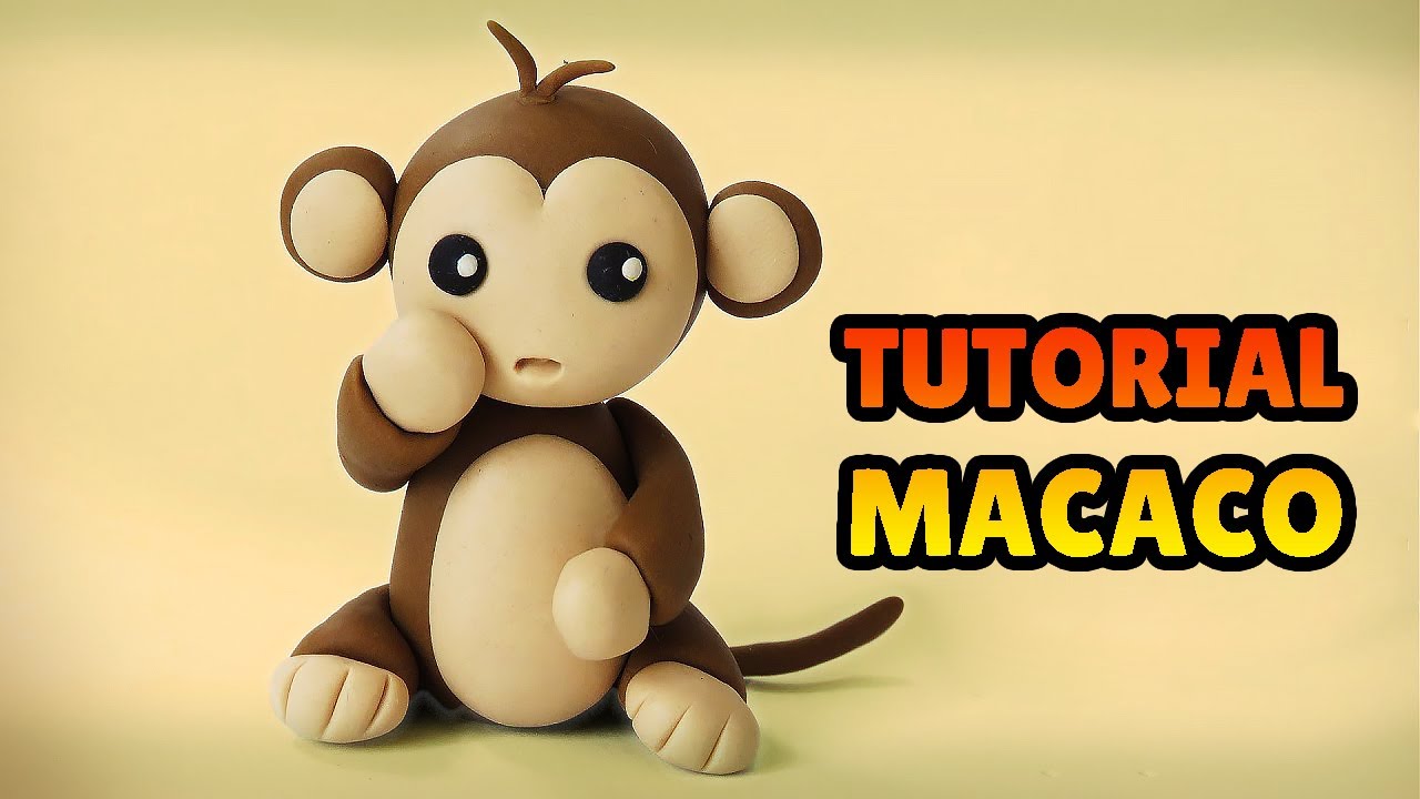 🔴Faça um MACACO - SAFARI - Tutorial Fácil Biscuit, plastilina , Clay, Pasta Americana - DIY