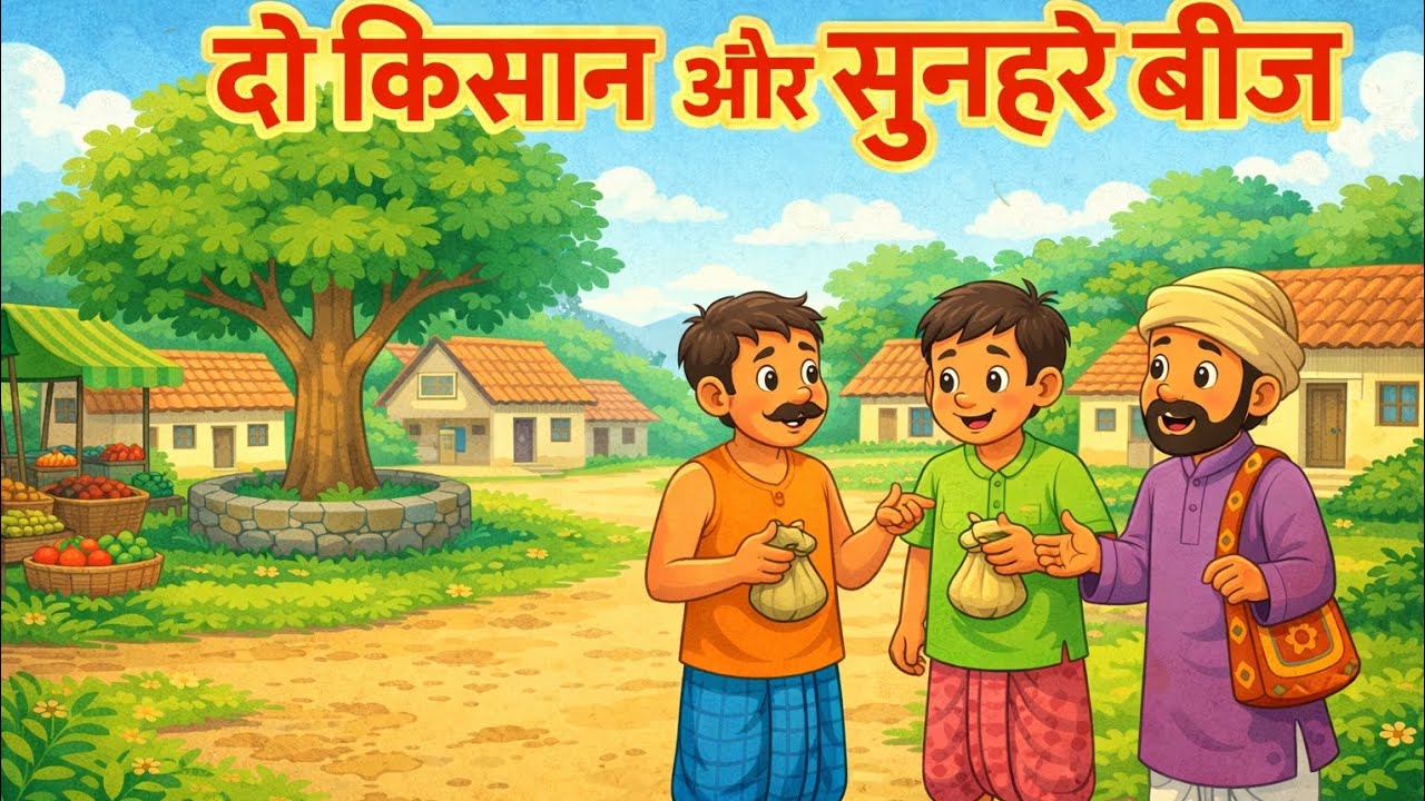दो किसान और सुनहरे बीज, cartoon story galaxy tv, #cartoon #hindikahanian #panchatantrastories 
