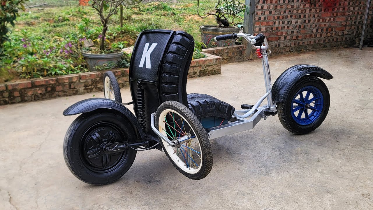 Mechanical Girl: Electric Vehicle Made from DISCARDED TIRES with a Unique style | DIY | Homemade