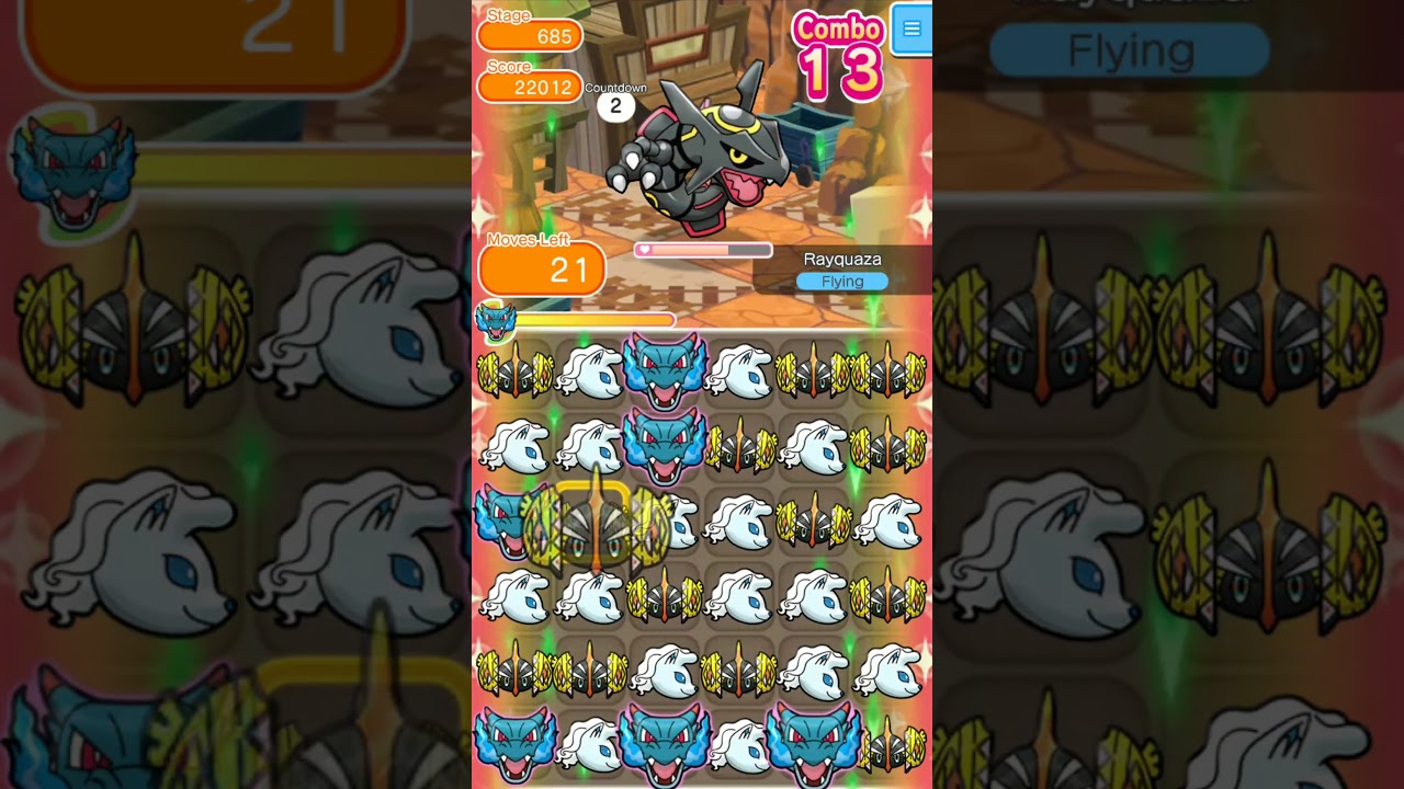Pokémon Shuffle - Main Stage 685 - Rayquaza (Shiny) - 20191115