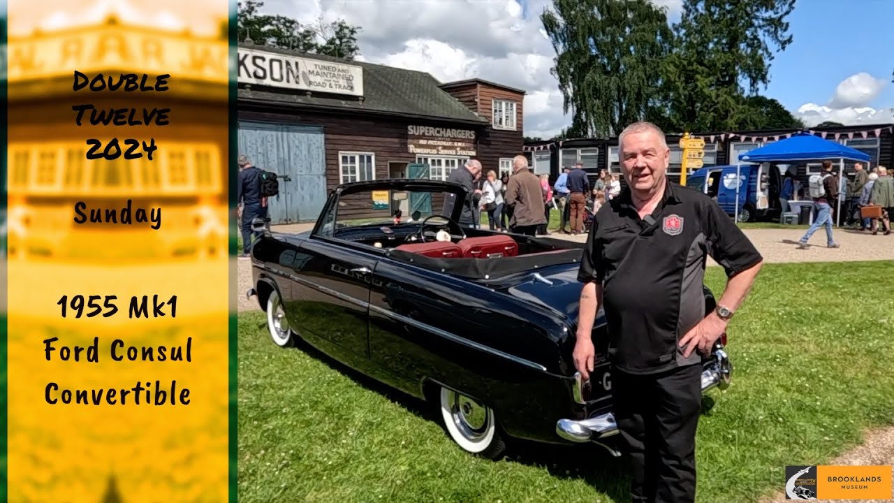 Brooklands Double 12 2024 Sunday. Dean and his 1955  Mk1 Ford Consul convertible.