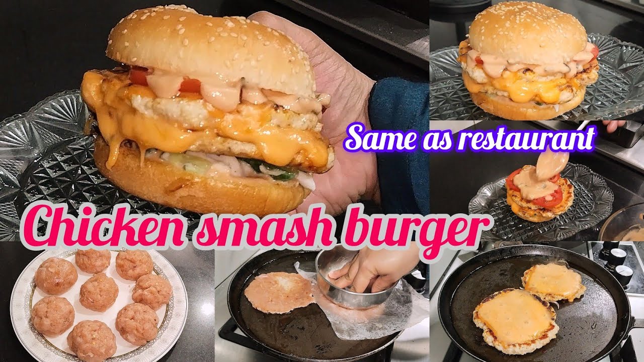 Chicken smash burger || Easiest & Quick chicken burger recipe with yummy sauce || Lunch box idea 