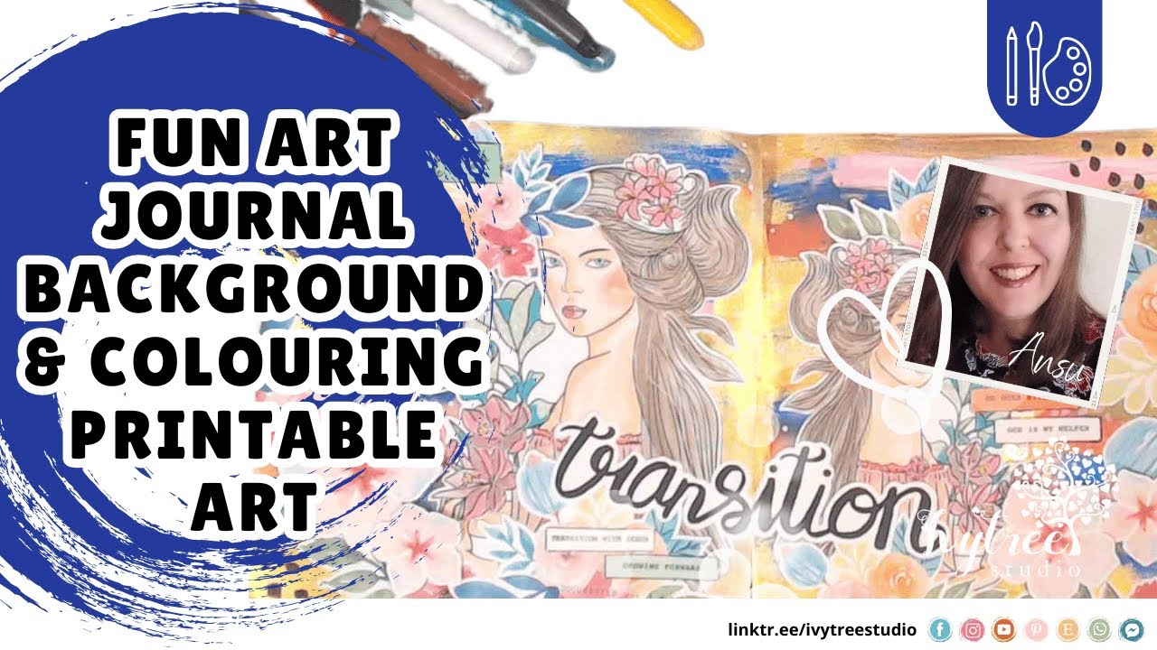 Fun art jounral background and colouring a printable | Bible Journaling | Ivytree Studio
