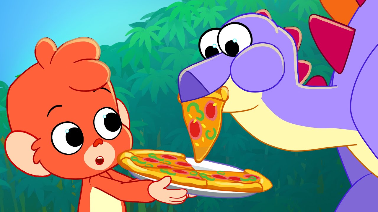 Pizzasaurus | Club Baboo funny dinosaur video | Stegosaurus eats pizza | T-Rex, Spinosaurs and more
