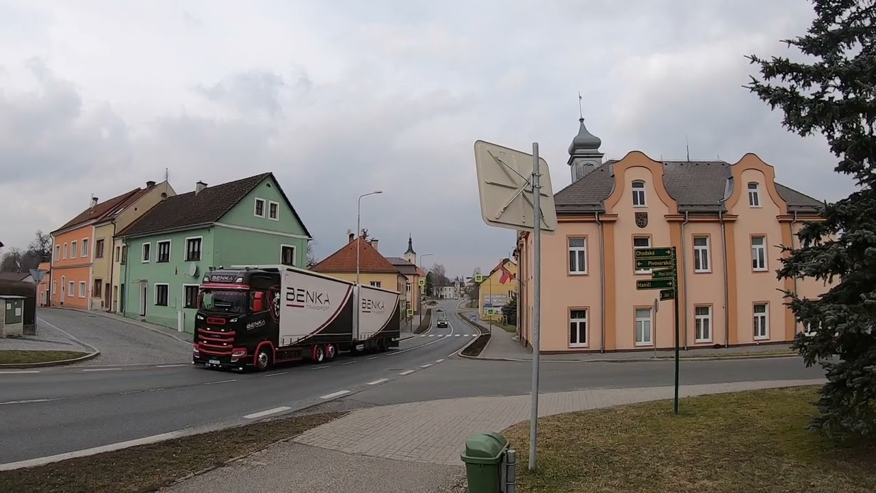 CZ: Chodová Planá. Kuttenplan. Plzeňský kraj. Eindrücke aus der Ortsmitte. Februar 2023