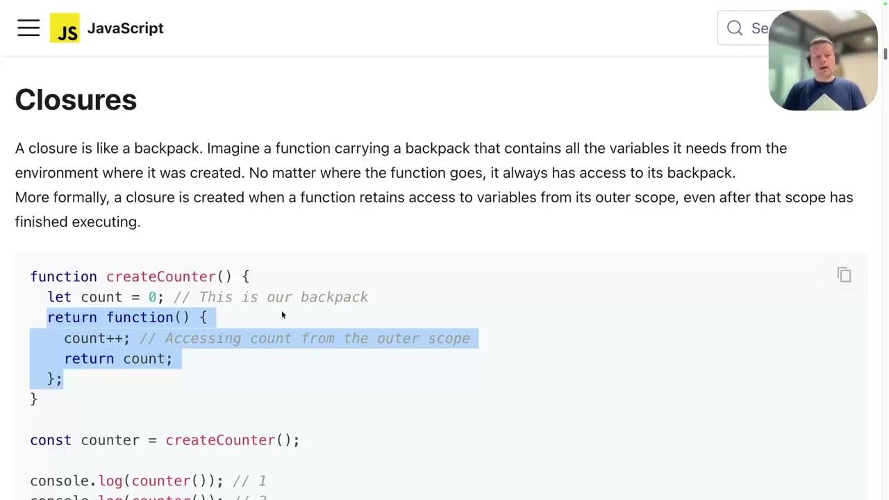 Javasript - functions, arrow, this, closures