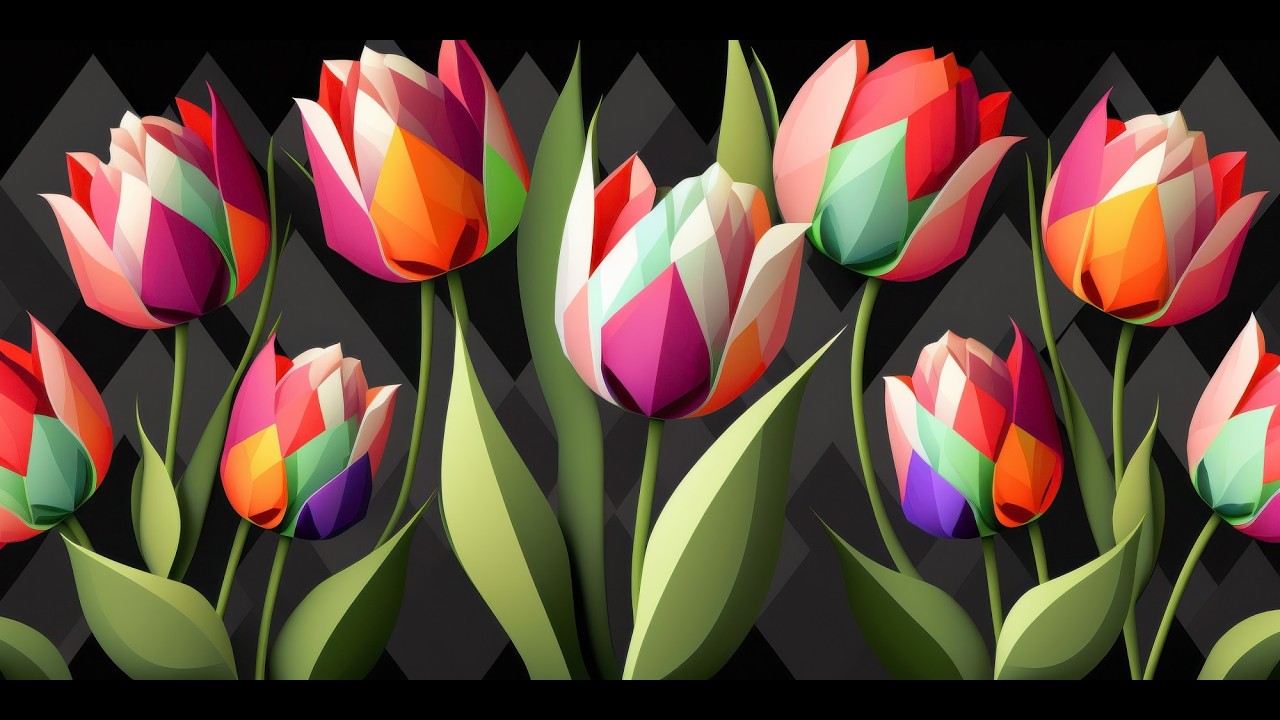 Colorful Tulips in 4K – Calm Ambient TV Background, Screensaver & Study Vibes (1 Hour)