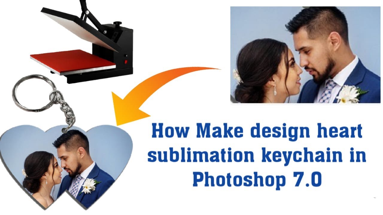 How to make heart sublimation keychain design in photoshop 7.0 || how to measure heart keychain size