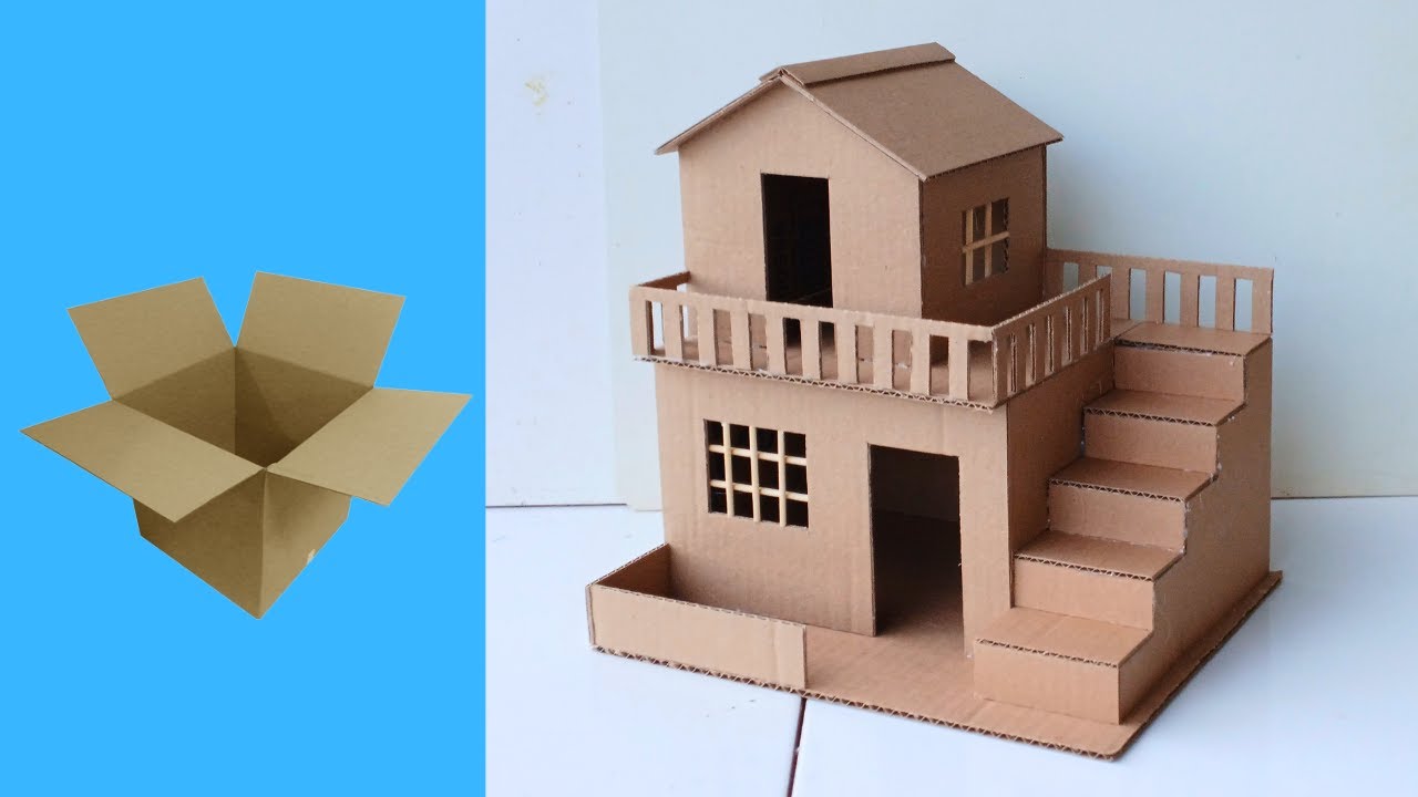 CASINHA Com 2 Andares e Escadaria feita com PAPELÃO