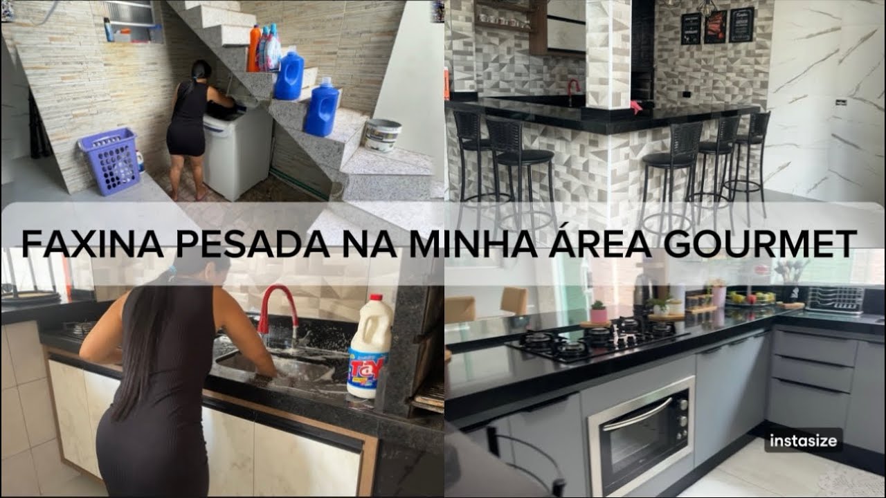 FAXINA PESADA NA MINHA ÁREA GOURMET|  LIMPEZA + ORGANIZAÇÃO NA MINHA COZINHA 