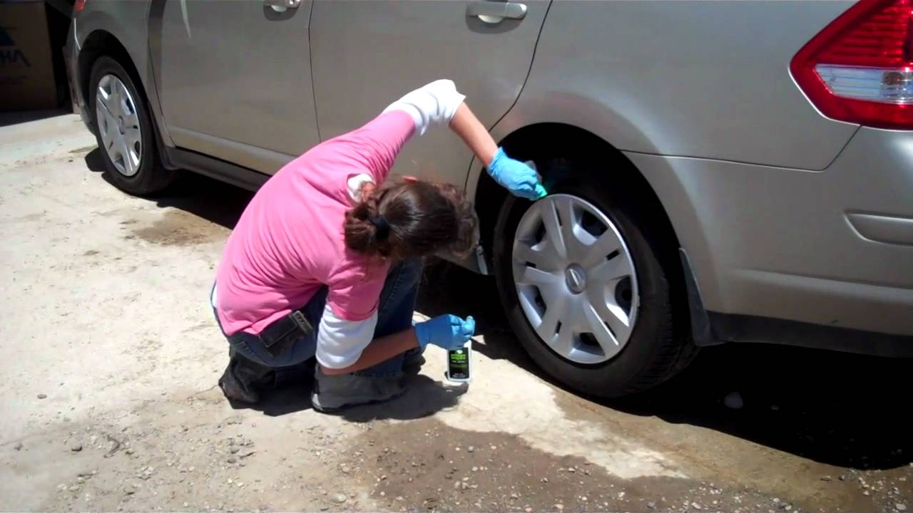 Applying PowerSheen Cleaner and Tire Brite