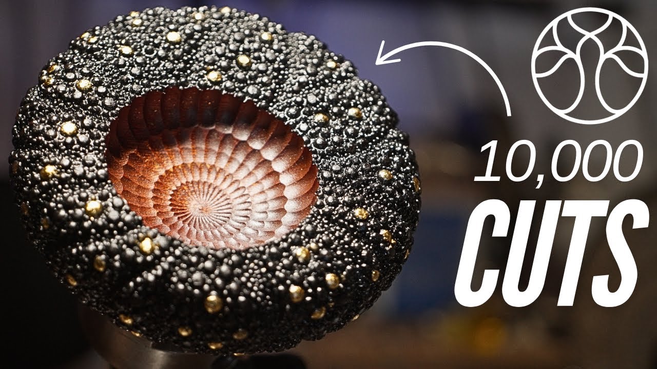 Woodturning Art | 10,000 Cuts for a Gilded, Eccentric Mahogany Bowl