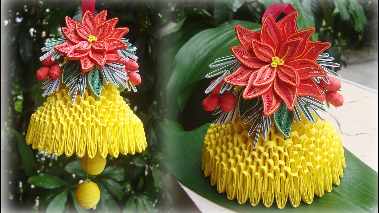 How To Make 3D Origami Christmas Bell , christmas decor | DIY Paper Christmas Bell Home Decor