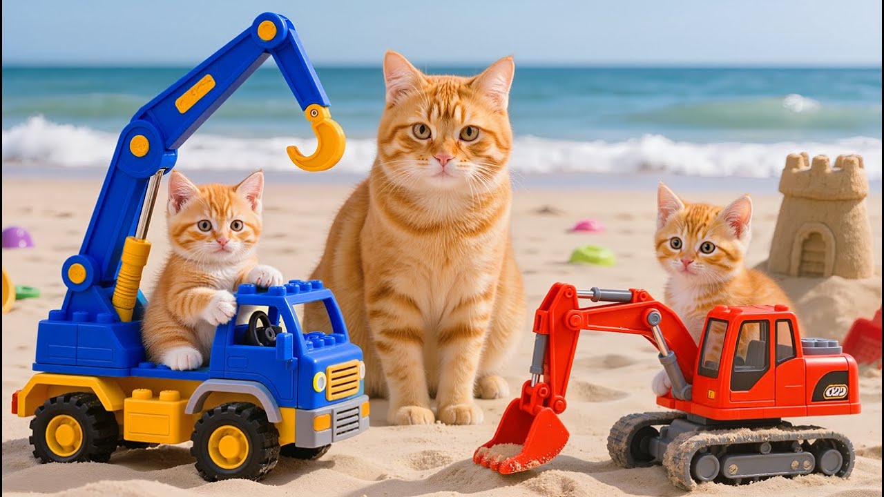 Mama Cat Works Hard at Bakery Shop to Buy a New Toy Excavator for Kitten Heartwarming Story 🐾🐱🥖🚜